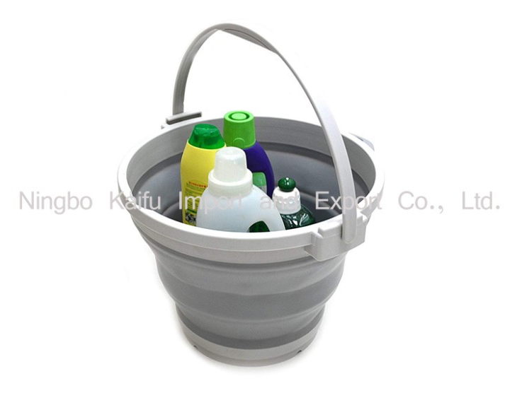 Portable Folding Container With Lid Collapsible Round Bucket With Handle