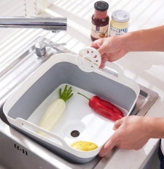 Collapsible Wash Basin Folding Wash Tub Portable Dishpan Draining Basket Dish Rack Vegetable Sink Colander