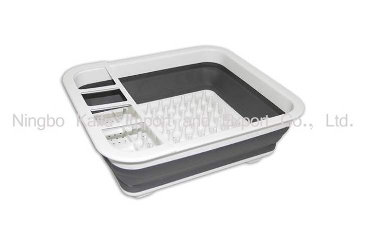 Collapsible Dish Drainer - Foldable Drying Rack Set - Portable Dinnerware Organizer - Space Saving Kitchen Storage Tray