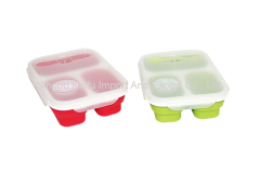 3 Compartment silicone Lunch Box Leak Proof Stackable Containers