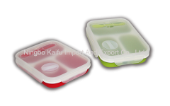 3 Compartment silicone Lunch Box Leak Proof Stackable Containers