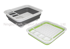 Collapsible Dish Drainer - Foldable Drying Rack Set - Portable Dinnerware Organizer - Space Saving Kitchen Storage Tray