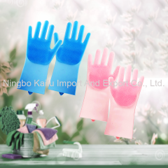 Magic Silicone Gloves, Reusable Dishwashing Gloves with Wash Scrubber, Heat Resistant Cleaning Gloves for Kitchen