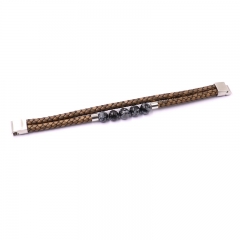 Top Selling Genuine Leather and Natural Stone Beads Bracelet