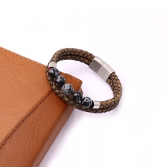 Top Selling Genuine Leather and Natural Stone Beads Bracelet