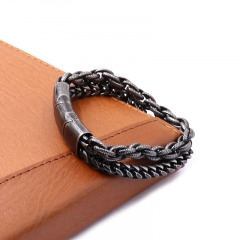 Personalized Adjustable Size Vintage Black Stainless Steel Bracelet For Men