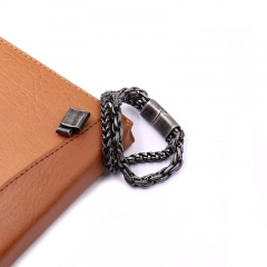 Personalized Adjustable Size Vintage Black Stainless Steel Bracelet For Men