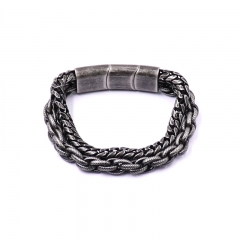 Personalized Adjustable Size Vintage Black Stainless Steel Bracelet For Men