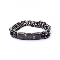 Personalized Adjustable Size Vintage Black Stainless Steel Bracelet For Men