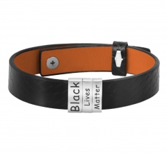 2021 Classic Stainless Steel Charms Leather Bracelet For Men
