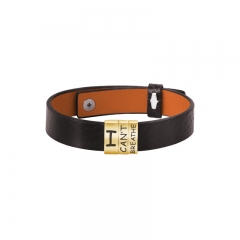 2021 Classic Stainless Steel Charms Leather Bracelet For Men