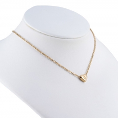 Ins Popular 18k Gold Plated Stainless Steel Alphabets Engraved Heart Pendant Necklace For Girl Friends