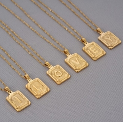 Gold Plated Stainless Steel Initial Pendant Letter Necklace Chain Personalized Name Necklace with Initials