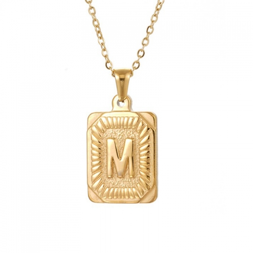 Gold Plated Stainless Steel Initial Pendant Letter Necklace Chain Personalized Name Necklace with Initials
