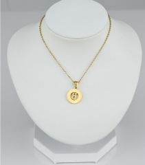 Hollow Shape 18K Gold Stainless Steel Letter A-Z Initial Necklace For Women Round Alphabet Pendant Shell Necklace