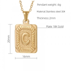 Gold Plated Stainless Steel Initial Pendant Letter Necklace Chain Personalized Name Necklace with Initials