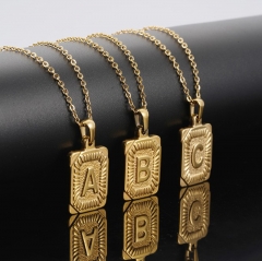Gold Plated Stainless Steel Initial Pendant Letter Necklace Chain Personalized Name Necklace with Initials