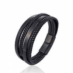 316l stainless steel anchor leather bracelet handmade braided leather multiple color luxury men bracelet jewelry