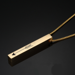 Personalised Name Custom Necklace Fashion Customized Stainless Steel Thin Vertical Bar Pendant Chain Necklace For Women