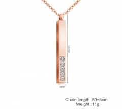 Popular Sparkle Crystal Rose Gold Plated Vertical Bar Necklace