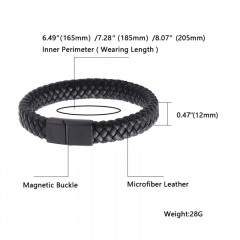 Luxury Custom logo gift Stainless Steel Magnetic Clasp leather Bracelet Men Leather Bracelet