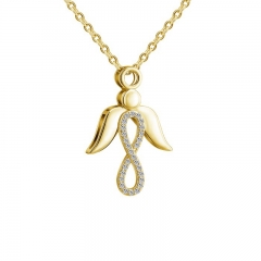 Wholesale Zirconia Crystal Angle Wing Infinity Stainless Steel Necklace