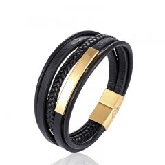 316l stainless steel anchor leather bracelet handmade braided leather multiple color luxury men bracelet jewelry