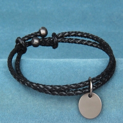 Fashionable Adjustable Genuine Leather Cord Leather Bracelet for Women