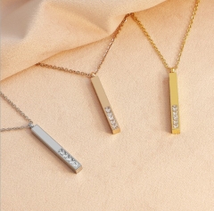Popular Sparkle Crystal Rose Gold Plated Vertical Bar Necklace