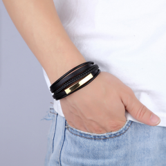316l stainless steel anchor leather bracelet handmade braided leather multiple color luxury men bracelet jewelry
