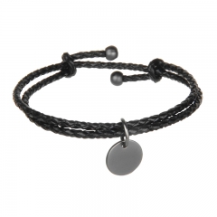 Fashionable Adjustable Genuine Leather Cord Leather Bracelet for Women