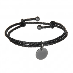 Fashionable Adjustable Genuine Leather Cord Leather Bracelet for Women