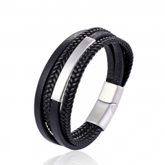 316l stainless steel anchor leather bracelet handmade braided leather multiple color luxury men bracelet jewelry