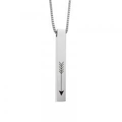 Personalised Name Custom Necklace Fashion Customized Stainless Steel Thin Vertical Bar Pendant Chain Necklace For Women