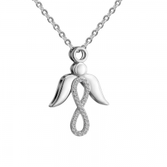 Wholesale Zirconia Crystal Angle Wing Infinity Stainless Steel Necklace