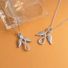 Wholesale Zirconia Crystal Angle Wing Infinity Stainless Steel Necklace