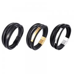 316l stainless steel anchor leather bracelet handmade braided leather multiple color luxury men bracelet jewelry