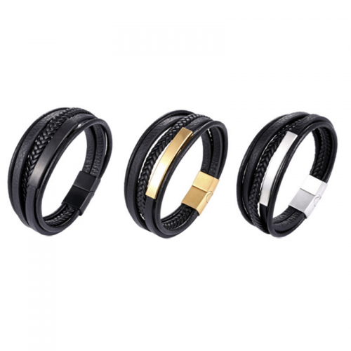 316l stainless steel anchor leather bracelet handmade braided leather multiple color luxury men bracelet jewelry