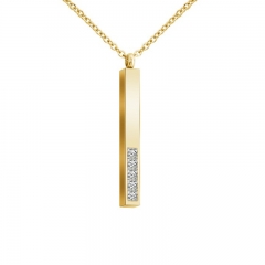 Popular Sparkle Crystal Rose Gold Plated Vertical Bar Necklace
