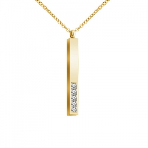 Popular Sparkle Crystal Rose Gold Plated Vertical Bar Necklace