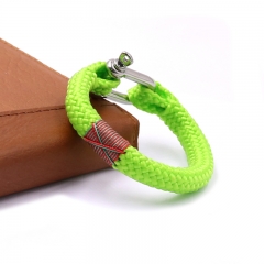 Personlized Flat Round U shape Clasp Rope Bracelet