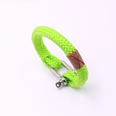Personlized Flat Round U shape Clasp Rope Bracelet
