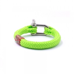 Personlized Flat Round U shape Clasp Rope Bracelet