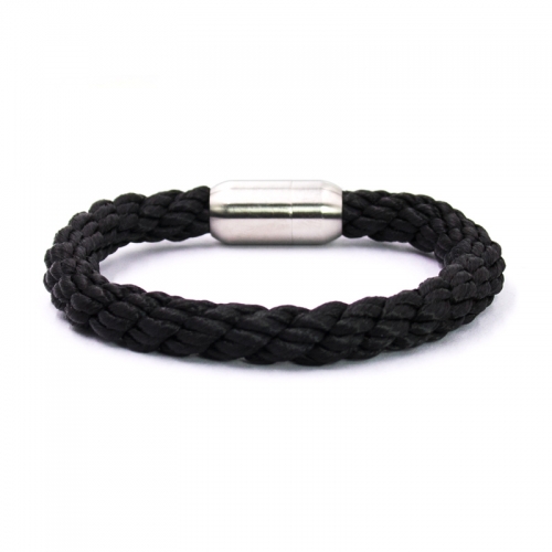 BESHINEDESIGN 316 Stainless Steel Magnetic Clasp With Black Sailor Rope Bracelet
