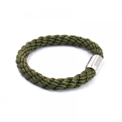European Top Selling 3 Rope Woven Twisted Green Rope Bracelet with Magnetic Clasp