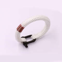 White Unisex Black IP Plating Stainless Stee U Clasp with Rope Bracelet