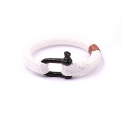 White Unisex Black IP Plating Stainless Stee U Clasp with Rope Bracelet