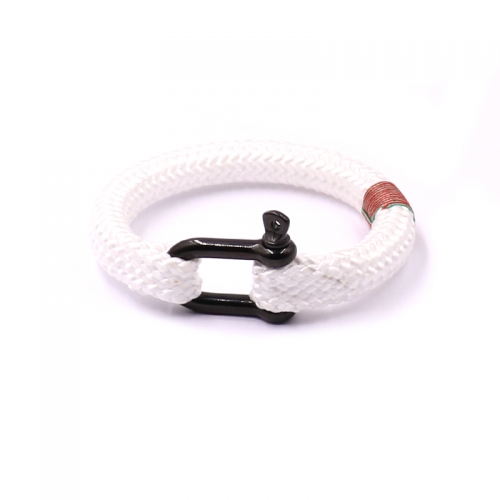 White Unisex Black IP Plating Stainless Stee U Clasp with Rope Bracelet