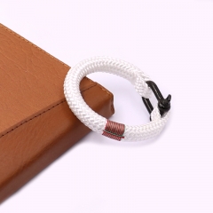 White Unisex Black IP Plating Stainless Stee U Clasp with Rope Bracelet