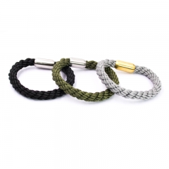 European Top Selling 3 Rope Woven Twisted Green Rope Bracelet with Magnetic Clasp